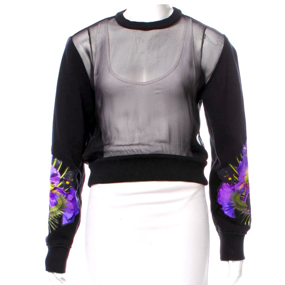 Givenchy Cropped Sheer-Paneled sweatshirt Size S